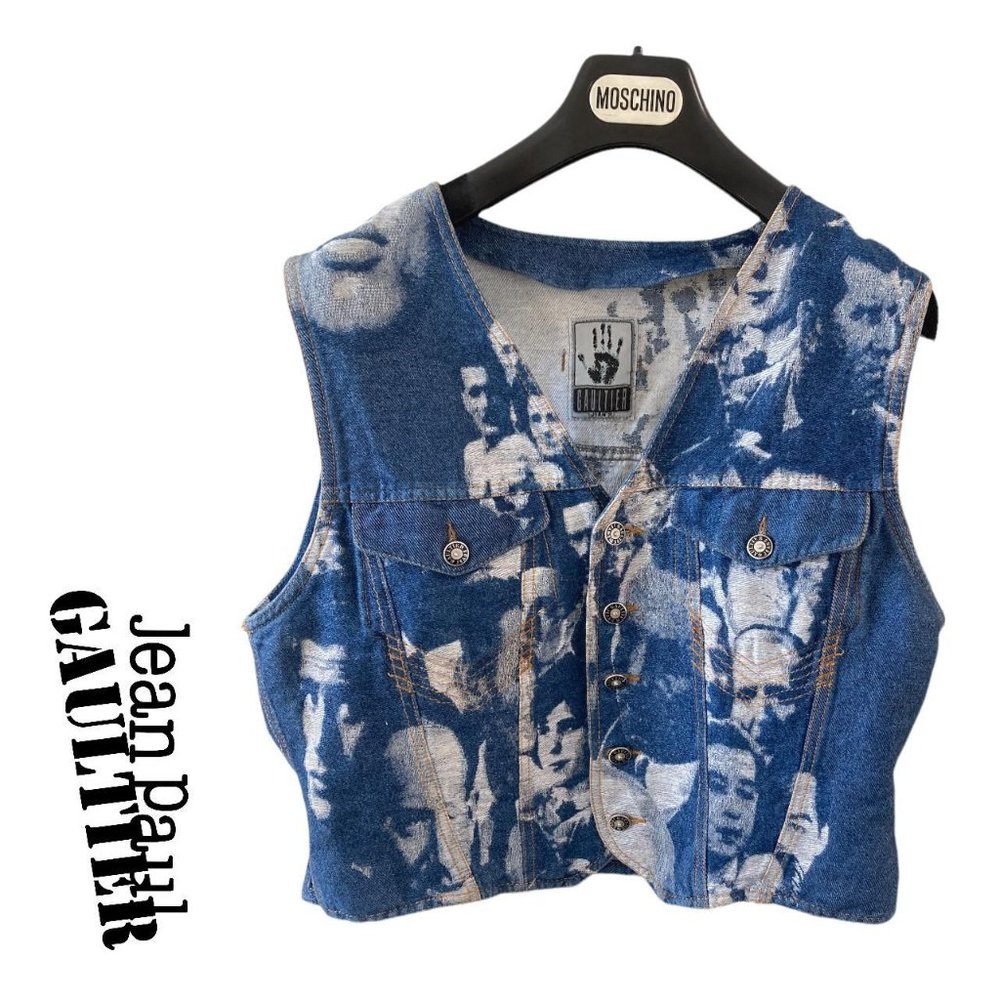 jean paul gaultier f/w 1992 woven faces jacquard #waistcoat / vest